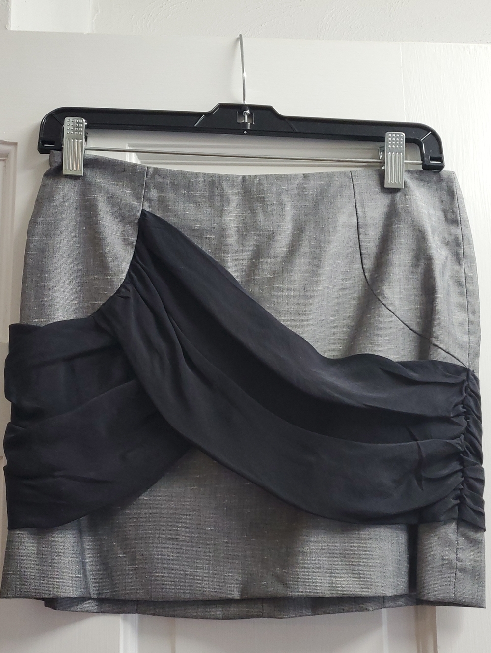 bebe Gray Mini Skirt with Black Silk Draped Overlay